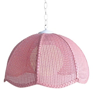 Vintage Postmodern Pink Shade Hanging Lamp For Sale