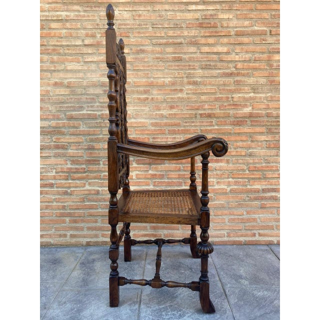 Early 20th Century Louis XVI Style French Carved Walnut Armchair with Reed Seat For Sale - Image 4 of 18
