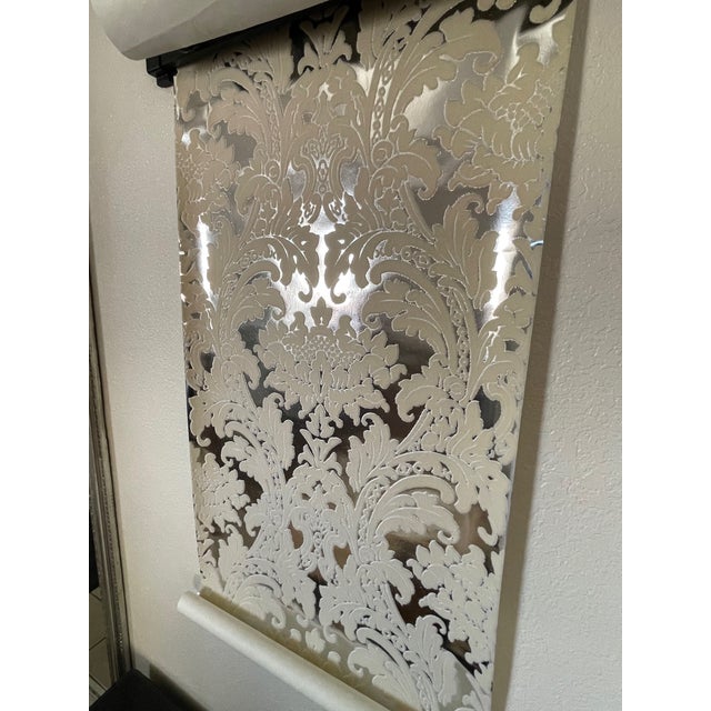 Cole & Son Damask White Lifford Flock on Silver Foil Wallpaper For Sale - Image 12 of 18