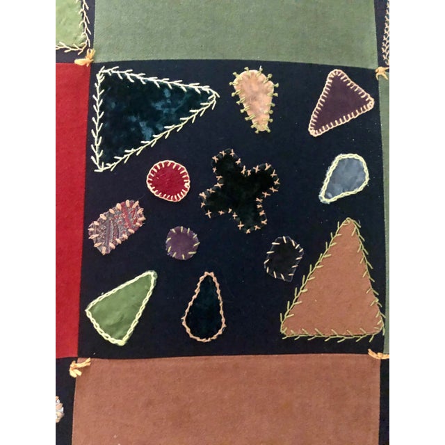 Vintage Multi Colored Upholstered Ottoman For Sale - Image 9 of 11