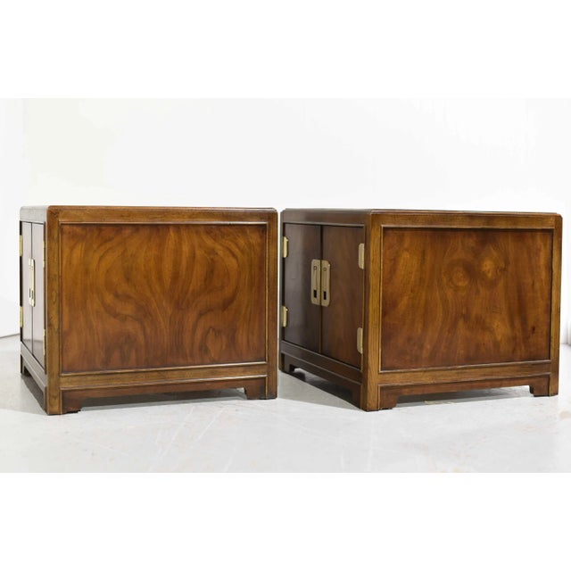 1970s Campaign Nightstands Dynasty Collection by Drexel Heritage - A Pair For Sale - Image 9 of 12