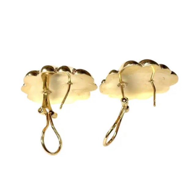 Mid 20th Century Pair of 14k Yellow Gold Sculptural Earrings Vintage For Sale - Image 5 of 6
