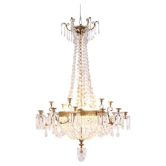 French Antique Bronze Crystal Chandelier, 1880s For Sale - Image 11 of 11