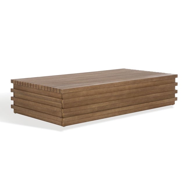 Wood Tortuga Eucalyptus Patio Coffee Table, Natural For Sale - Image 7 of 9