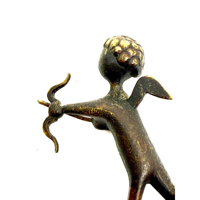 1930s 2 1930’s Hagenauer Werksttate Bronze Figurines “Amor” Cupid and Bunny Rabbit For Sale - Image 5 of 10