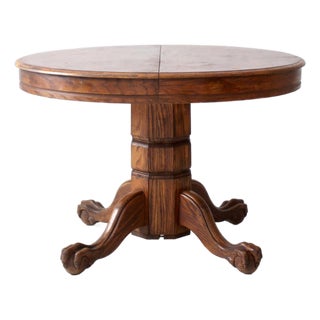 Antique Round Oak Dining Table For Sale