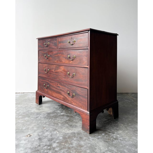 Exceptionally fine, authentic antique English George III period mahogany chest of drawers, dating to the late 18th to...
