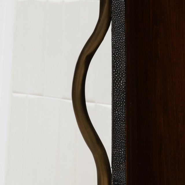 Animal Skin Buffet in Black Shagreen With Bronze Patina Brass Detail by R&y Augousti For Sale - Image 7 of 9
