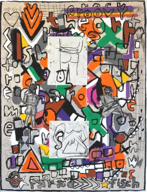 Large Figurative Abstract Colorful Contemporary Original Painting "Art School" Jonas Fisch