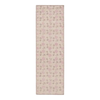 Contemporary Block Print Floral Wool Runner by Rug & Kilim, India For Sale