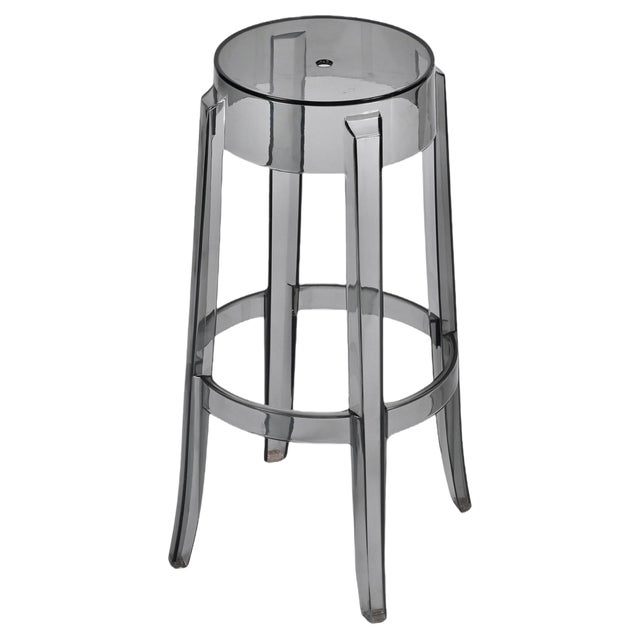 Smoke Grey Charles Ghost Stool attributed to Philippe Starck for Kartell, Italy, 1990s For Sale