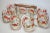 Midcentury Gold & Red Rose Roly Poly Set With Gold & Walnut Carrier- Set of 9 For Sale - Image 4 of 7