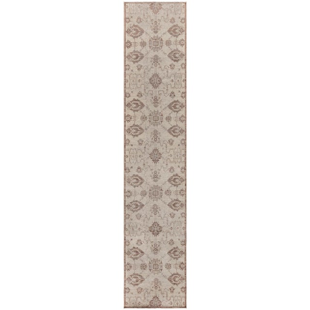 Inspired Runner In Light Beige With Classic Taupe "Terrosa" by Doris Leslie Blau For Sale