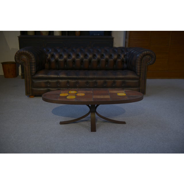 Mid-Century Modern Lava Stone and Ceramic Coffee Table attributed to Jean Jaffeux, 1960s-1970s For Sale - Image 3 of 10