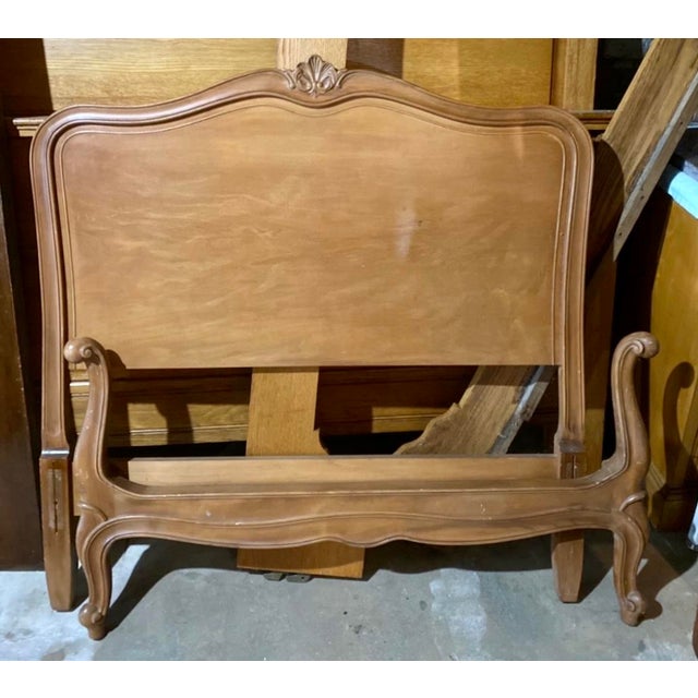 Mid 20th Century Light Walnut French Provincial Style Twin Bed Frame by