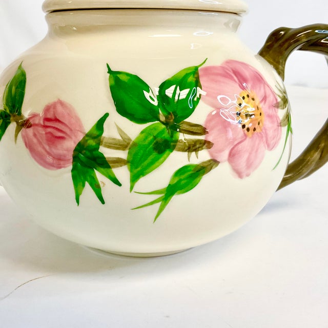 American Mid-Century Americana Boho Chic Franciscan Desert Rose Tea Pot For Sale - Image 3 of 10
