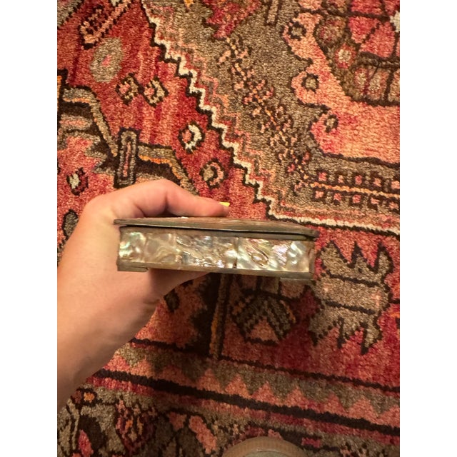 Vintage Abalone Tiled Jewelry/ Trinket Box For Sale - Image 4 of 9