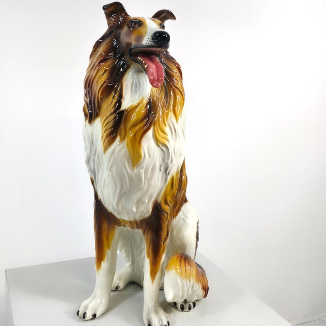 Italian Porcelain Collie Dog Statue, 1970s For Sale - Image 10 of 10