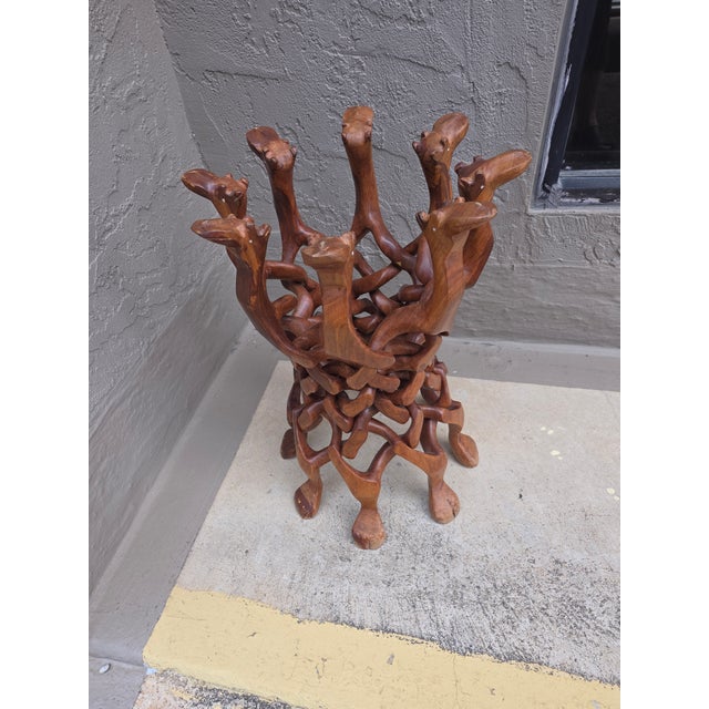 1970s Camel Headed Wood Base Stand For Sale - Image 5 of 10