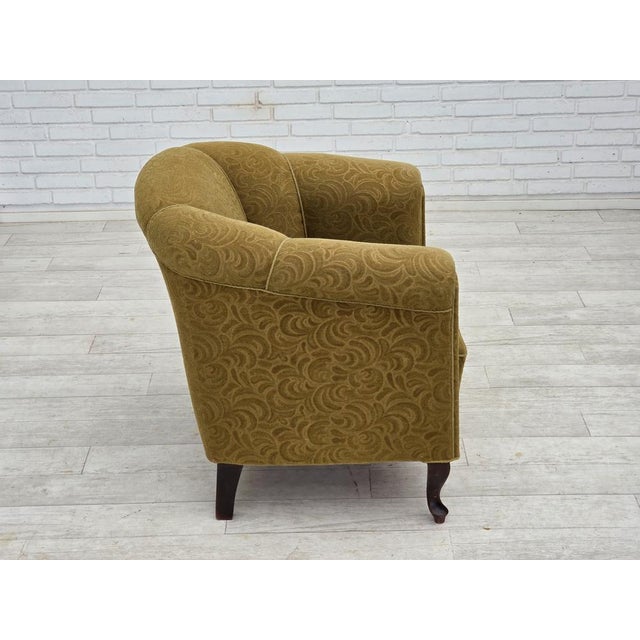 Vintage Danish Relax Chair in Light Green Furniture Wool, 1950s For Sale - Image 6 of 18