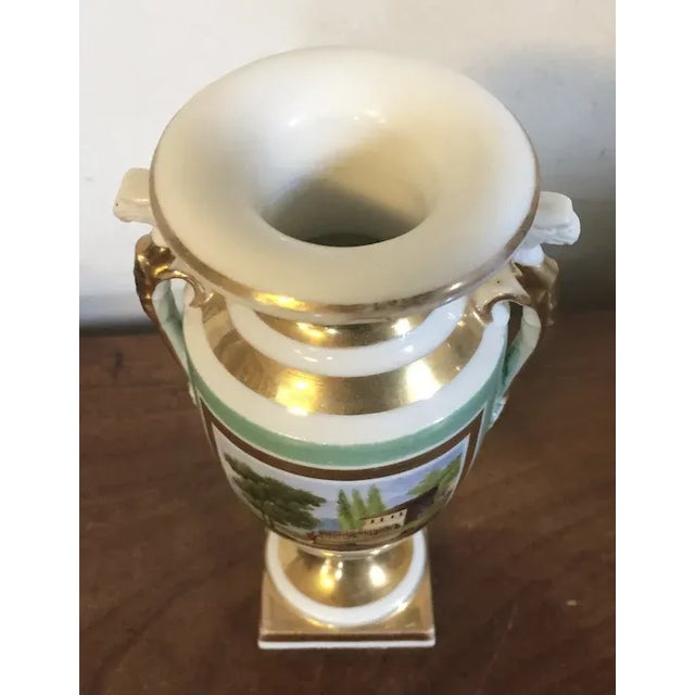 1820 French Empire Porcelain Vase Decorated with Landscape Scene and Trophies For Sale - Image 11 of 13