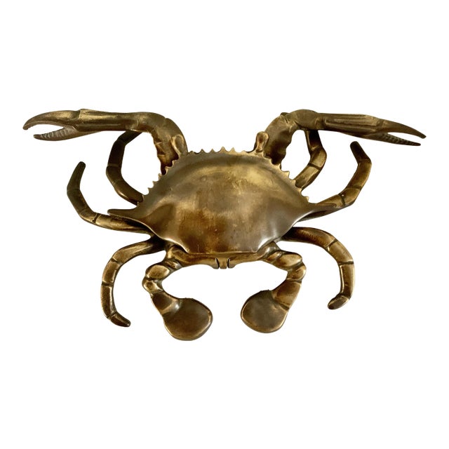 English Solid Patinated Bronze Crab Cancer Lidded Ashtray For Sale