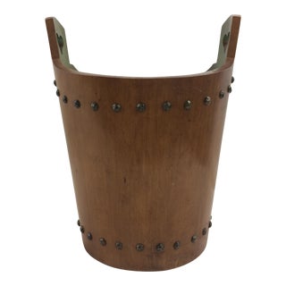 French Mid-Century Modern Teak Trash Can For Sale