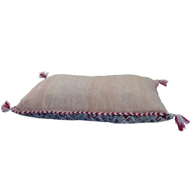 Mid 20th Century Mid 20th Century Moroccan Berber Diamonds & X-Patterned Wool Pillow For Sale - Image 5 of 7