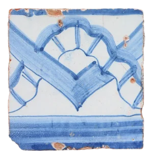 18th Century Antique Portuguese Rocaille Geometric Forms Tile