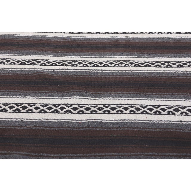Late 20th Century Vintage Striped Indian Kilim Rug - 04'09 X 05'11 For Sale - Image 5 of 9