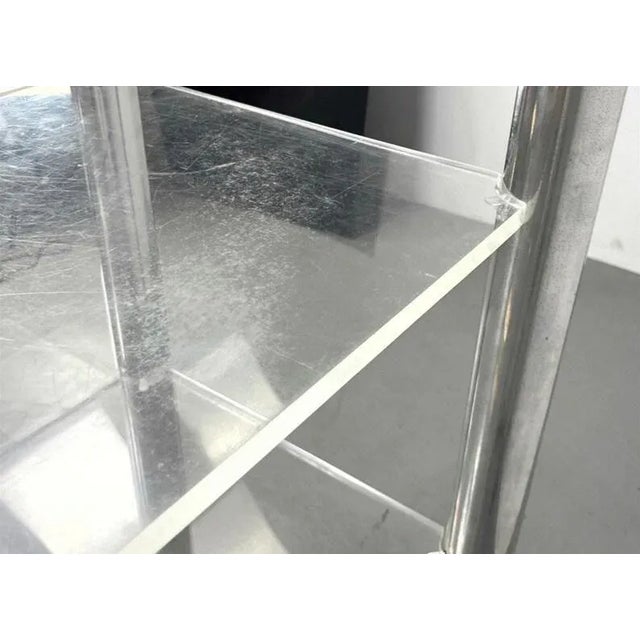 Metal Vintage Postmodern Chrome & Lucite Shelf For Sale - Image 7 of 9