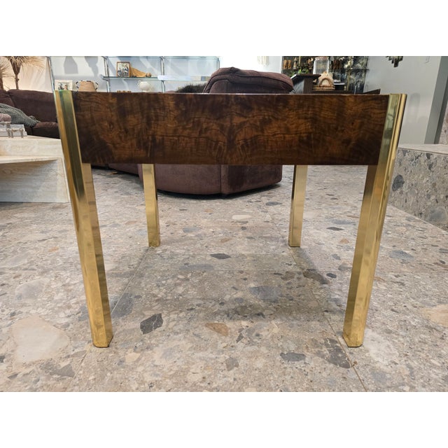 Mid 19th Century Mid 19th Century Beautiful Burl and Golden Brass Side Table by Century Furniture For Sale - Image 5 of 16