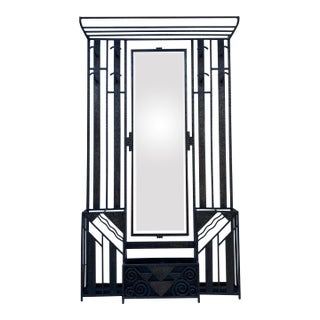 1930s French Art Deco Hammered Iron Coat Rack & Hall Tree With Mirror – Attributed to Edgar Brandt For Sale