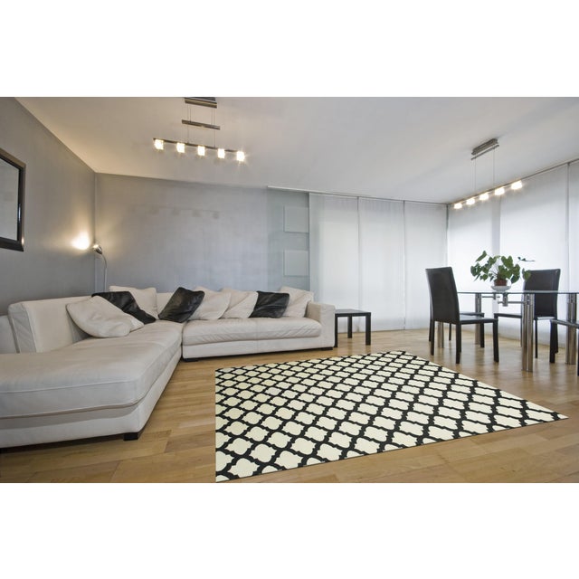 2020s 9x12 Maya Moroccan Black Geometric modernFlatweave Wool Carpet Rug For Sale - Image 5 of 5