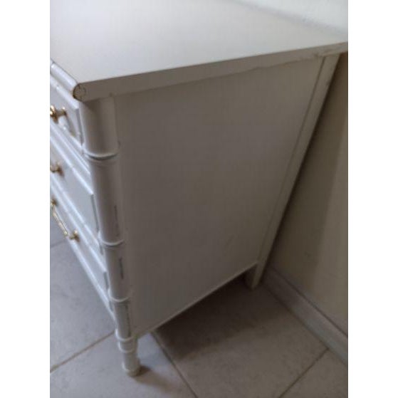 White 1970s Hollywood Regency Faux Bamboo Style White Dresser 6 Drawer Gold Handles For Sale - Image 8 of 13