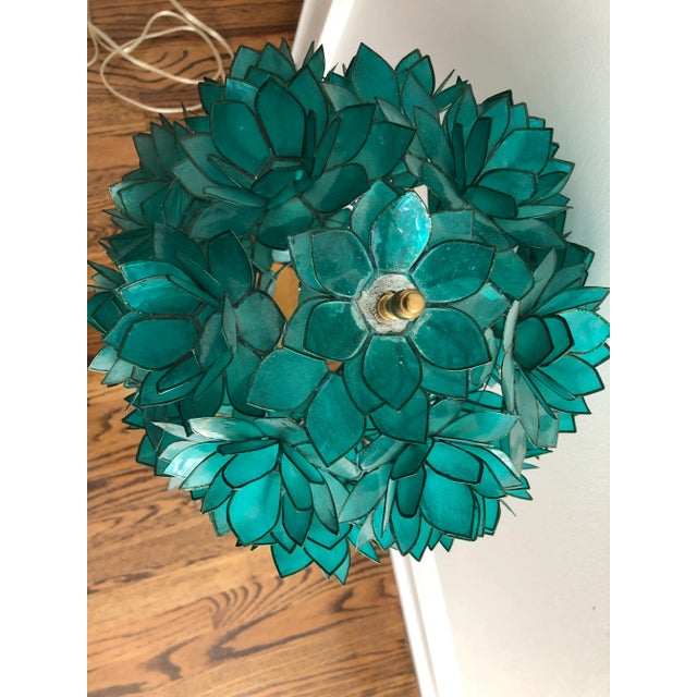 Turquoise Capiz Shell Table Lamp For Sale - Image 4 of 5