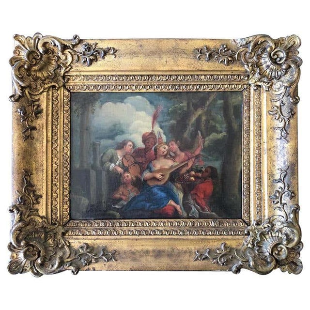 Textile 19th-Century, A Family at a Fourth of July Picnic, Oil on Canvas For Sale - Image 7 of 7
