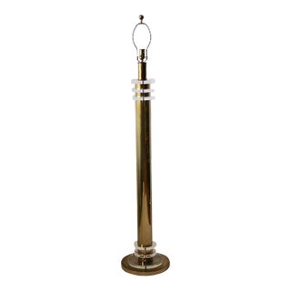 Art Deco Style Brass Lucite Column Floor Lamp For Sale