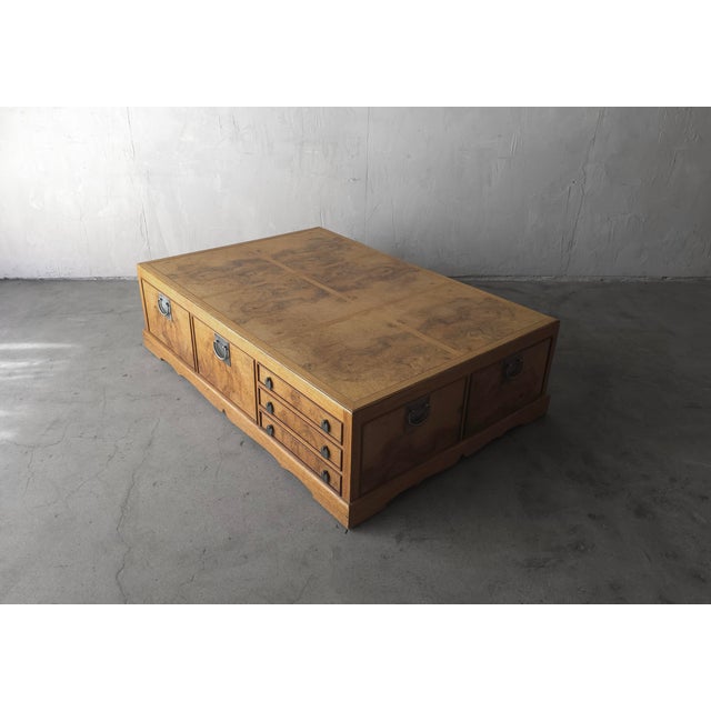 Baker Furniture Company Large Scale Vintage Burl Double Sided Coffee Table For Sale - Image 4 of 7