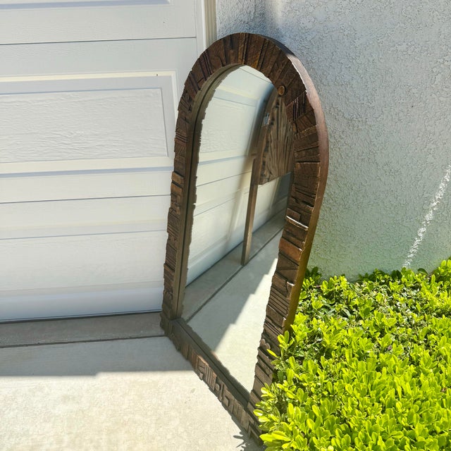 Mid Century Lane Pueblo Brutalist Vintage Mirror 46 inches tall & 25 inches wide Good condition. Back attachments...