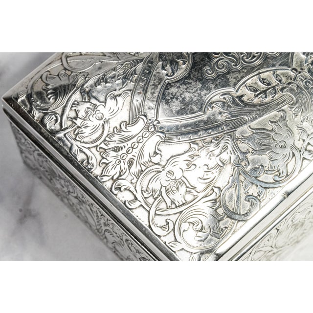 1910s Stunning Antique Tiffany & Co Sterling Silver Box Art Nouveau Engraved Presentation Box Nyc New York History Luxury Home Decor For Sale - Image 5 of 16