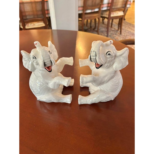 White 1977 Fitz and Floyd “Elephant White” China Bookends - a Pair For Sale - Image 8 of 8
