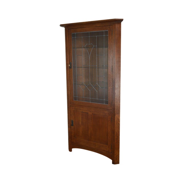 Stickley Mission Oak Collection Leaded Glass Corner Cabinet A Chairish