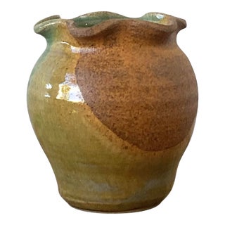 Vintage Original Studio Pottery Ruffle Vase For Sale