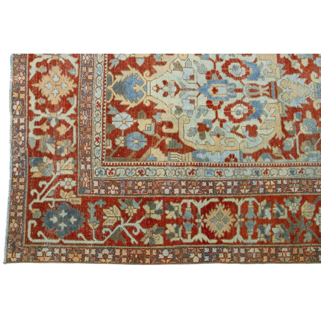 Handmade Persian Bakhtiari Red Wool Rug Featuring an Allover Floral Pattern For Sale - Image 4 of 9