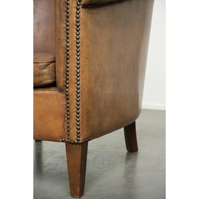 Vintage Sheepskin Club Armchair in Light Cognac For Sale - Image 12 of 13