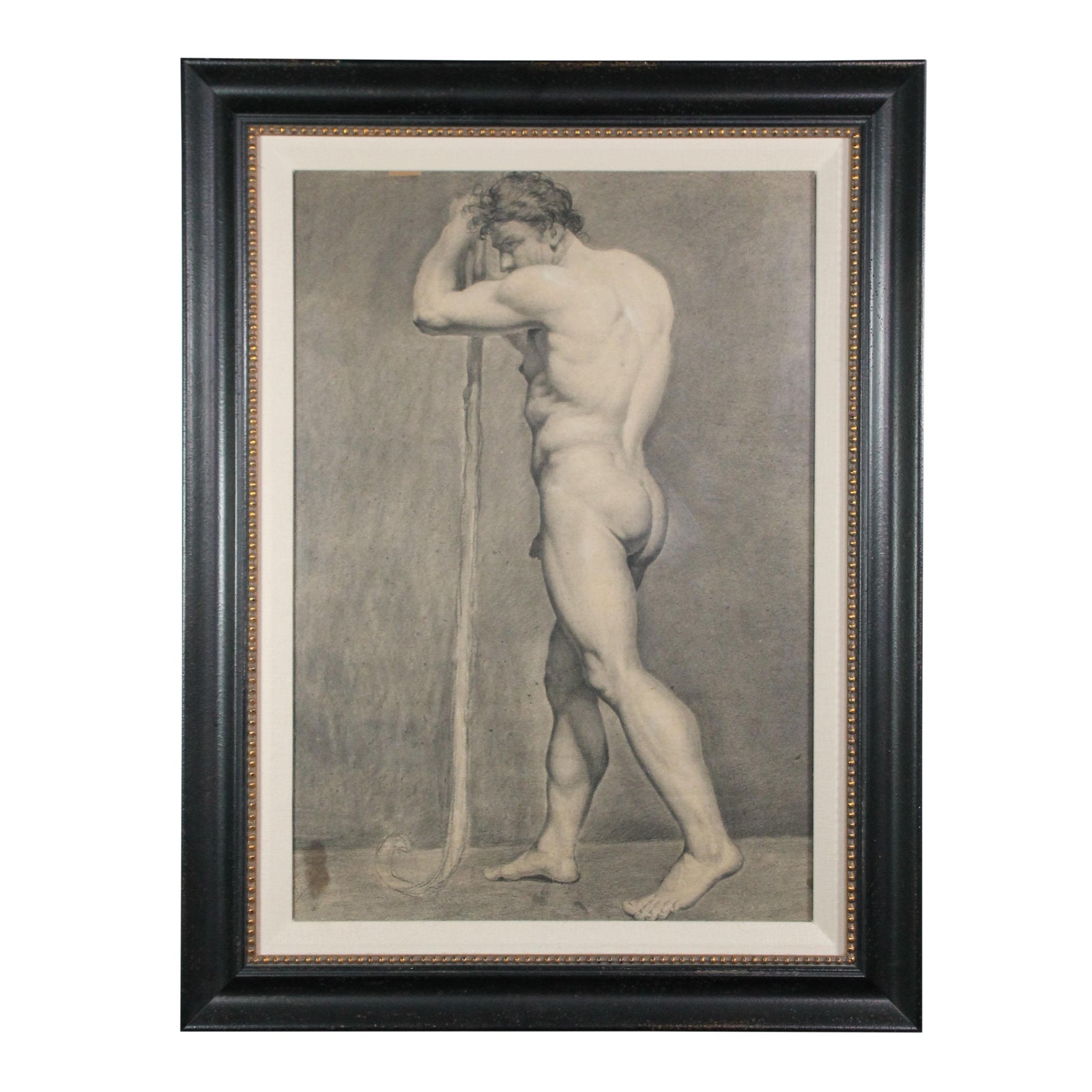 19th Century Antique French Standing Male Nude Academic Study