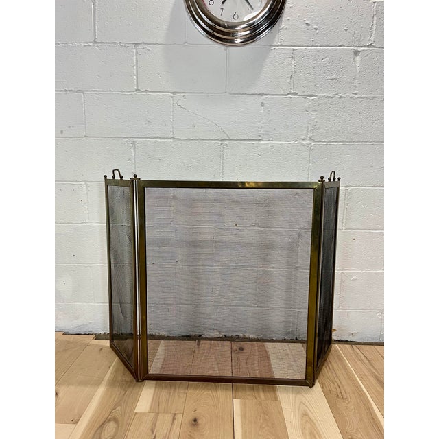 Arts & Crafts Brass 3 Panel Folding Fire Screen Mesh Insert For Sale - Image 3 of 10
