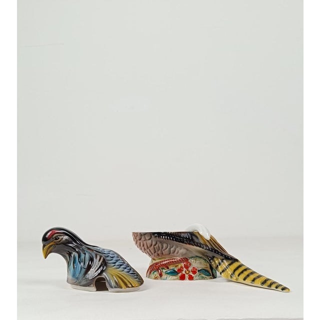 Ceramic Vintage Pheasant Gravy Boat in Hand-Painted Ceramic, Italy, 1950s For Sale - Image 7 of 18