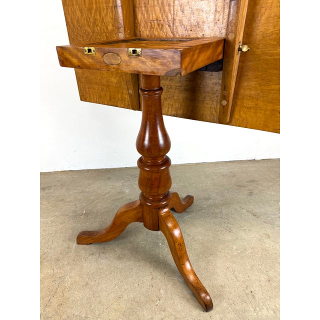 Brown Antique Mid 19th Century Birdseye Maple & Cherry Tilt Top Table For Sale - Image 8 of 12